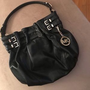 Michael kors black purse with gold hardware